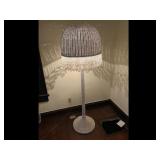 Vintage White Wicker Floor Lamp Lace Trim