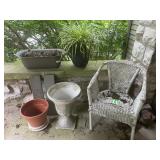 Mixed Lot of Wicker Chair and Planters