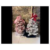 Mixed lot of Pink White Tabletop Christmas Trees