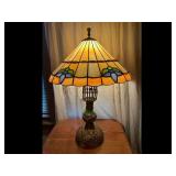 Vintage Stained Glass Table Lamp Ornate Base