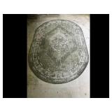 Oval Distressed Medallion Rug Green Gray
