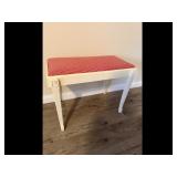 Vanity Stool Gingham Upholstered White Wood Frame