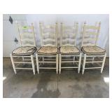 Cream Ladder Back Dining Chairs w Floral...