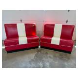 Diner Booth Red White Vinyl Set of 2