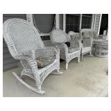 Wicker Patio Set - White Rocking Chairs  Loveseat