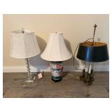 Home Decor 3 Table Lamps - Crystal Ceramic Brass