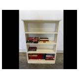 White Wooden Bookshelf Floral Design