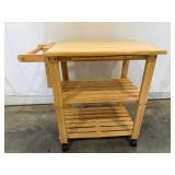 Natural Wood Kitchen Cart with Butcher Block Top