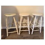 White Wooden Bar Stools Set
