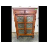 Pine Pie Safe Cabinet with Floral Tin Panels