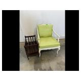 White Armchair with Green Polka Dot Cushions ...