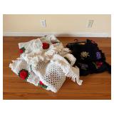 Handmade Crochet Blankets Lot of 2 Floral...