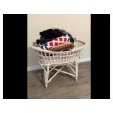 Wicker Bassinet Laundry Hamper with Linens - White