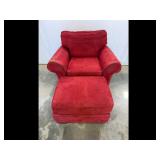 Red Armchair with Ottoman