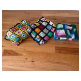 Handmade Crochet Granny Square Blankets Lot