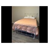 White Metal Bed Frame Ornate Includes Mattress