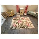 Floral Area Rug Accent Bench Side Table Chest
