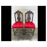 Vintage Wooden Dining Chairs BrownRed