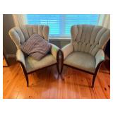 Beige Accent Chairs - Upholstered Wooden Legs