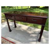 Dark Wood Console Table with 3 Drawers