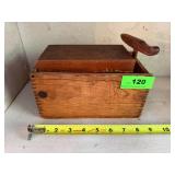 Vintage Wooden Box with Lid and Small Wooden Stand