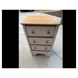 Vintage Wooden Nightstand with Spool Holder Top