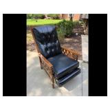 Vintage Black Leather Recliner Armchair