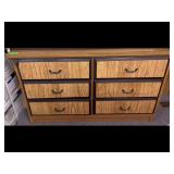 Brown Wooden Dresser with Fabric Lot