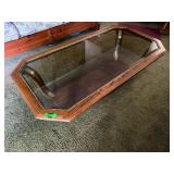 Oak Octagonal Coffee Table with Glass Top ...