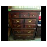 Vintage Dark Wood Dresser Chest - 6 Drawers