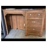 Vintage Wooden Desk Brown 3 Drawers Distressed...