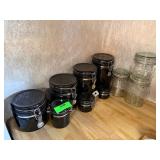 Kitchen Storage Black Clear Canisters Set