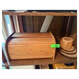 Bamboo Roll Top Bread Box and Coaster Set