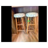 Furniture Multi-color Floral Bar Stool Set of Two