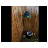 Brass Green Floor Lamp Vintage Pleated