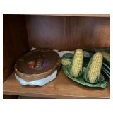 Vintage Ceramic Corn Cob Fruit Serving Set