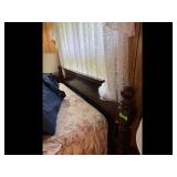Vintage Dark Wood Bed Frame with Headboard and...