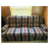 Multicolor Plaid Sofa - 3-Seater Plush Cushions