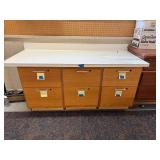 Three 2 drawer cabinets with counter top