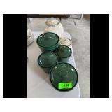 Cream Green Stoneware Crocks  Ceramic Pots Set
