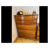 Vintage Wooden Dresser - Brown Brass Hardware