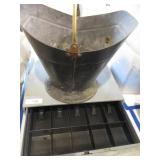 Cash drawer (latch is broken) and ash bucket