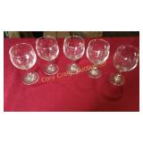 Lot of 5- 6" Tall Wine Glasses