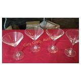 Lot of 4- 5 3/4" Tall Martini Glasses