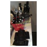 Large Lot of Carving knives, ice cream scoops,