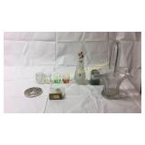 Clear Glass Basket, Vase, Toothpick Holder