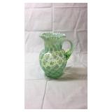 Thumb Print Pitcher Fenton mint Green BASEMENT