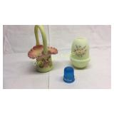 Fenton Basket, Fairy Lamp and Thimble BASEMENT
