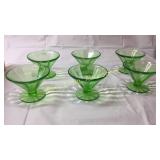 6 Green Depression Sherbets BASEMENT