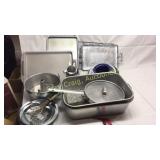 Group of misc baking pans and more BASEMENT